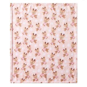 Parents Choice Pink Deer Reindeer Plush Baby Blanket 30"x36"
